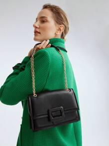 MOTF PREMIUM SQUARE BUCKLE CHAIN BAG - Black - View 1
