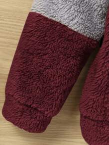 SHEIN Áo nỉ nỉ phối màu thoải mái và năng động dành cho bé trai. - Màu Đỏ Sâu - Xem 6