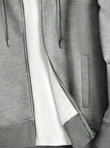 RueChic 男士純色拉鍊連帽休閒運動衫 - 米色 - 查看 5