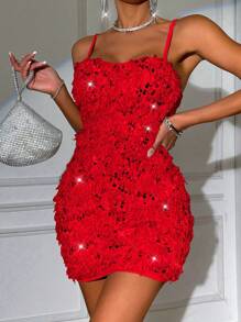 Allurite 修身背心連衣裙 - 紅色 - 查看 3