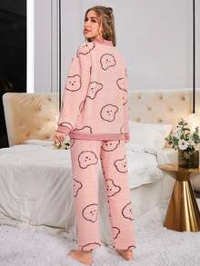 Của phụ nữ Hình con gấu hoạt hình Sang trọng Bộ mặc nhà - Nhiều màu - Xem 2