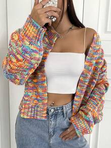SHEIN Unity Linh hoạt Lỏng lẻo phù hợp Mở Mặt trước Áo len Mở - Nhiều màu - Xem 6