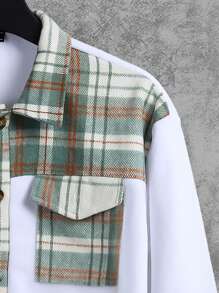 Manfinity Homme Men's Plaid Flip Pocket Shacket - Multicolor - View 4