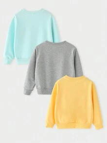 SHEIN 3pcs/set Toddler Girls' Cartoon Animal Printed Sweatshirt - Multicolor - View 2