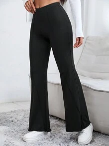 SHEIN PETITE Của phụ nữ Vi mô Pháo sáng Quần jean Với Rau diếp Hem - màu đen - Xem 4
