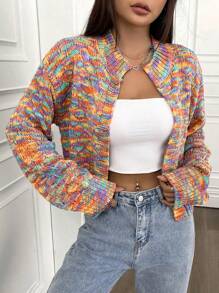 SHEIN Unity Linh hoạt Lỏng lẻo phù hợp Mở Mặt trước Áo len Mở - Nhiều màu - Xem 4