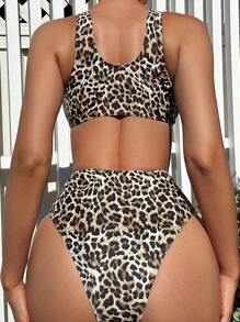 SHEIN Swim Women's Leopard Print Swimwear Set Summer - Multicolor - View 1