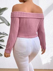 Celure Plus Size Solid Color Off Shoulder T-Shirt