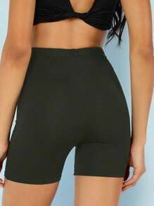 EURMUSE Ladies Solid Color Cycling Shorts - Dark Green - View 2