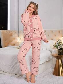 Của phụ nữ Hình con gấu hoạt hình Sang trọng Bộ mặc nhà - Nhiều màu - Xem 6