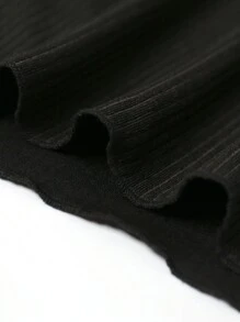 SHEIN EZwear 女款純色掛脖繫帶長袖上衣 - 黑色 - 查看 5