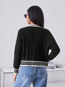 SHEIN Essnce Của phụ nữ Sọc Áo len Mở - Nhiều màu - Xem 2