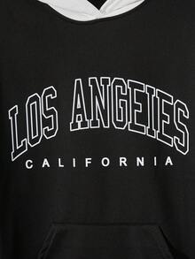 Teen Girls' Letter Print Sweatshirt - Black - View 6