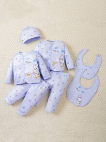 7pcs/set Baby Girls' Outfit Set - Blue - View 1