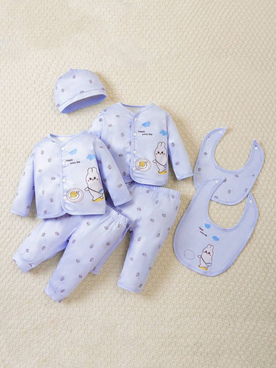7pcs/set Baby Girls' Outfit Set - Blue - View 1