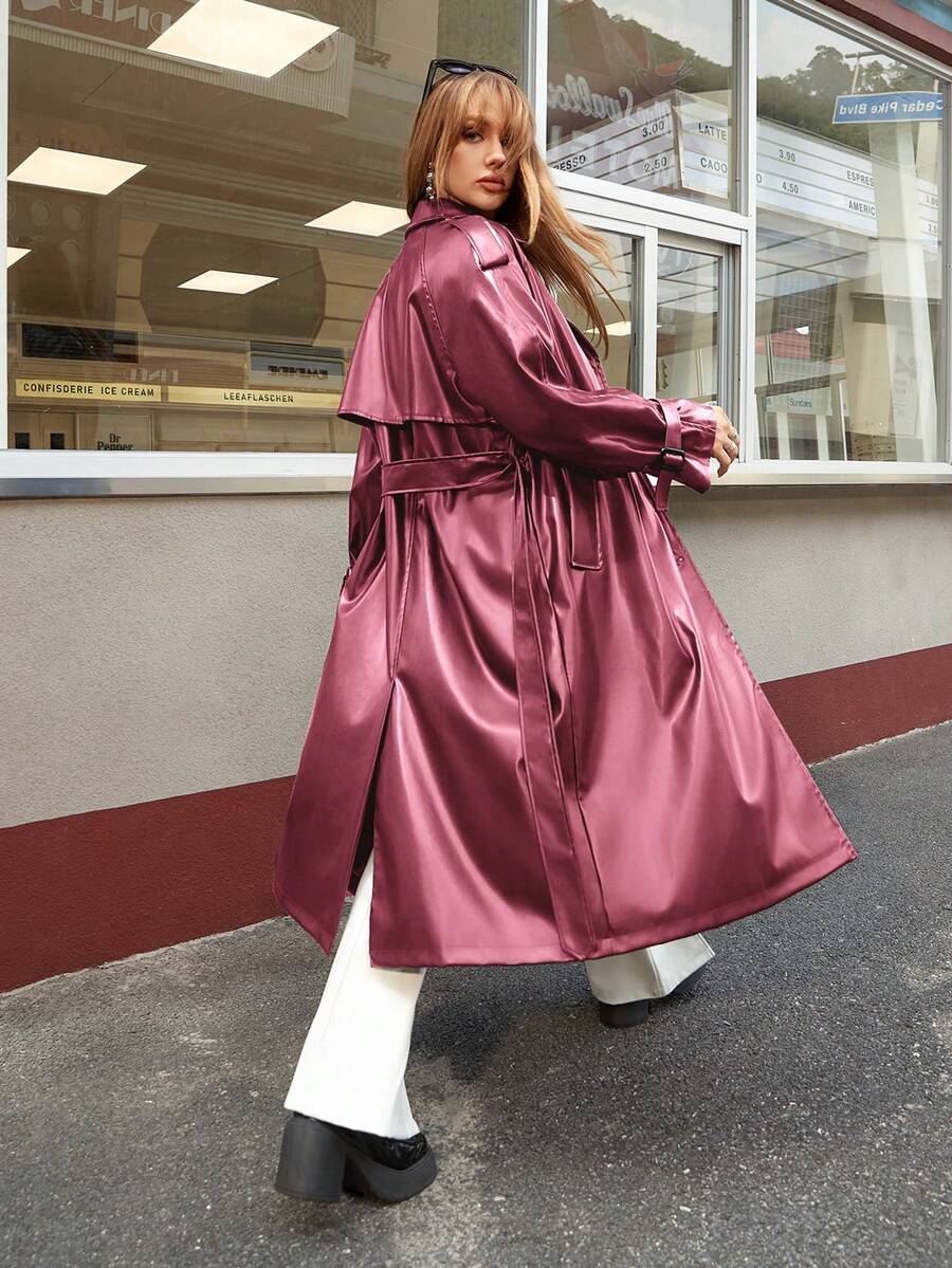 Apperloth A Long Fashion Sexy Wind Resistant Women's Leather Jacket - Red - View 1