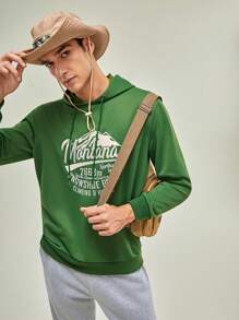 In My Nature Men's Letter Embroidery Hooded Outdoor Sweatshirt