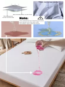 1入數字紋理TPU複合防水床墊套，適用於單人床，全季節適用的聚酯防水床單 - 白色 - 查看 5