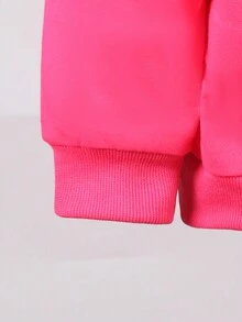 SHEIN 小女孩長袖小汽車&字母印花寬鬆連帽運動衫和褲套裝,春秋季節 - 玫紅色 - 查看 5