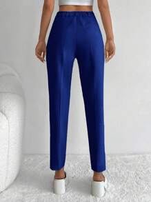 EURMUSE Seam Detail Cropped Suit Pants - Royal Blue - View 2
