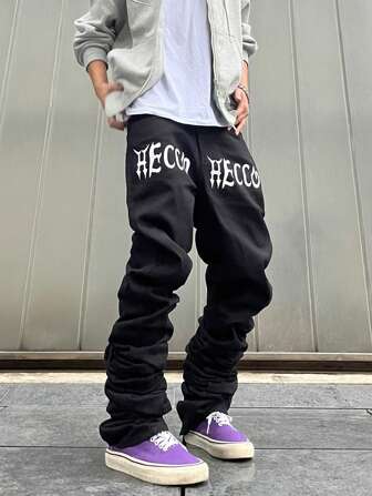 Manfinity Roghcode Men's Jeans With Letter Print