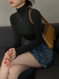 DAZY 女式纯色高领打底T恤长袖女式上衣