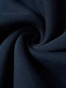 SHEIN BASICS Màu thuần Vòng cổ Ngắn Áo chui đầu Áo nỉ - Màu xanh hải quân - Xem 7