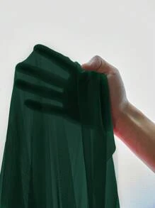 Lace Panel Flounce Sleeve Mesh Robe & Cami Dress PJ Set / Pajama Set - Dark Green - View 7