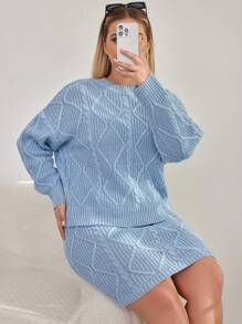 RueChic 女裝加大碼純色針織套裝