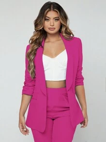 RueChic de cuello esmoquin con parte delantera abierta Pantalones con blazer Traje