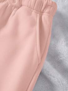 INAWLY 女款純色束口腰運動褲 - 淺粉色 - 查看 6