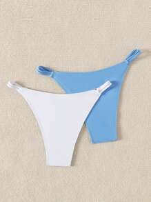 SHEIN Swim 夏季 2 件套女士纯色泳裤 - 彩色 - 查看 2