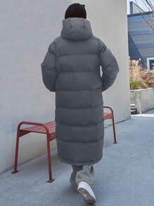 DAZY Hooded Padded Coat For Winter - Grey - View 2