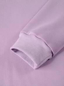 Manfinity Hypemode Men's Loose Fit Thermal Lined Hoodie With Letter Print And Drawstring - Purple - View 4