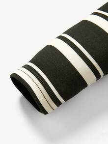 男嬰條紋圓領長袖連身衣和褲子套裝 - 軍綠色 - 查看 6