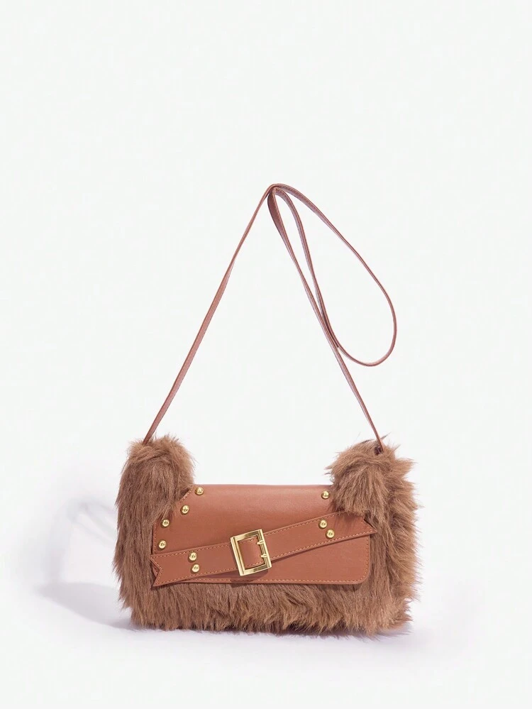 Crossbody Bag  Simple, fashionable and multi-functional pu leather brown