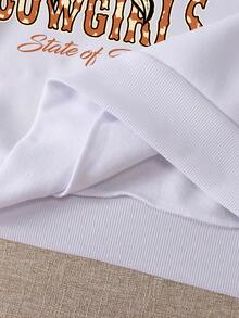 SHEIN EZwear 女式太陽圖形運動衫 - 白色 - 查看 4