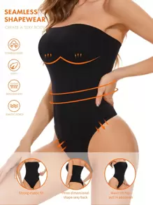 Women's Strapless Bodysuit Shapewear - Black - View 1