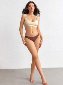 Ocili Leisure Solid Seamless Low Rise Brief Back Side Seams - Coffee Brown - View 10