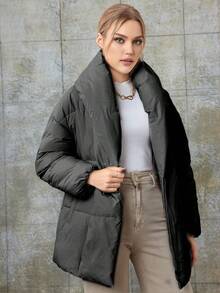 MIEGOFCE Women's Casual & Versatile Drop Shoulder Belt Winter Jacket - Black - View 5