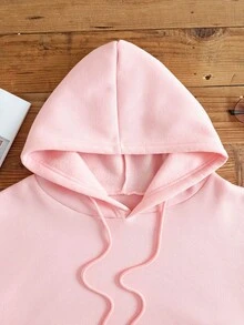 SHEIN EZwear 女用背部仙人掌印花連帽衛衣 - 粉色 - 查看 3