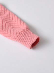 SHEIN 女童撞色彼得潘领毛衣 - 西瓜粉 - 查看 4