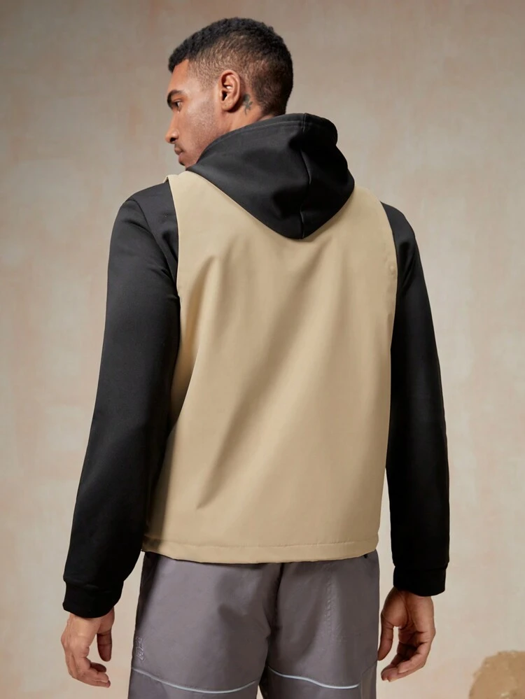 Men Letter Graphic Zip Up Vest Jacket