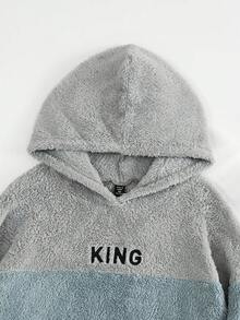 SHEIN EZwear 大码女式撞色双面刺绣卫衣，带保暖内衬 - 彩色 - 查看 4