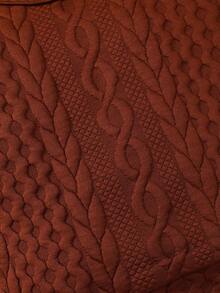 嬰幼兒中性休閒厚肩扣釦套裝,三色拼接和提花織物,適用於秋冬季節 - 棕色 - 查看 8