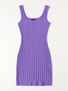 SHEIN Essnce 女款純色羅紋針織連身裙