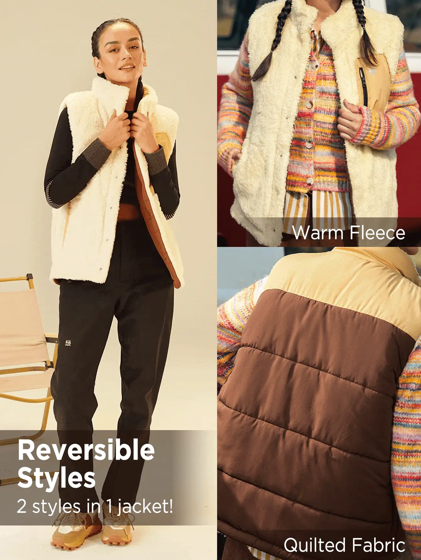 In My Nature In My Nature Buitenshuis Sporten Omkeerbaar Warm Vest Voor Herfst En Winter