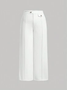 SHEIN MOD Women's Plus Size Solid Color Loose Wide Leg Pants For Casual Wear