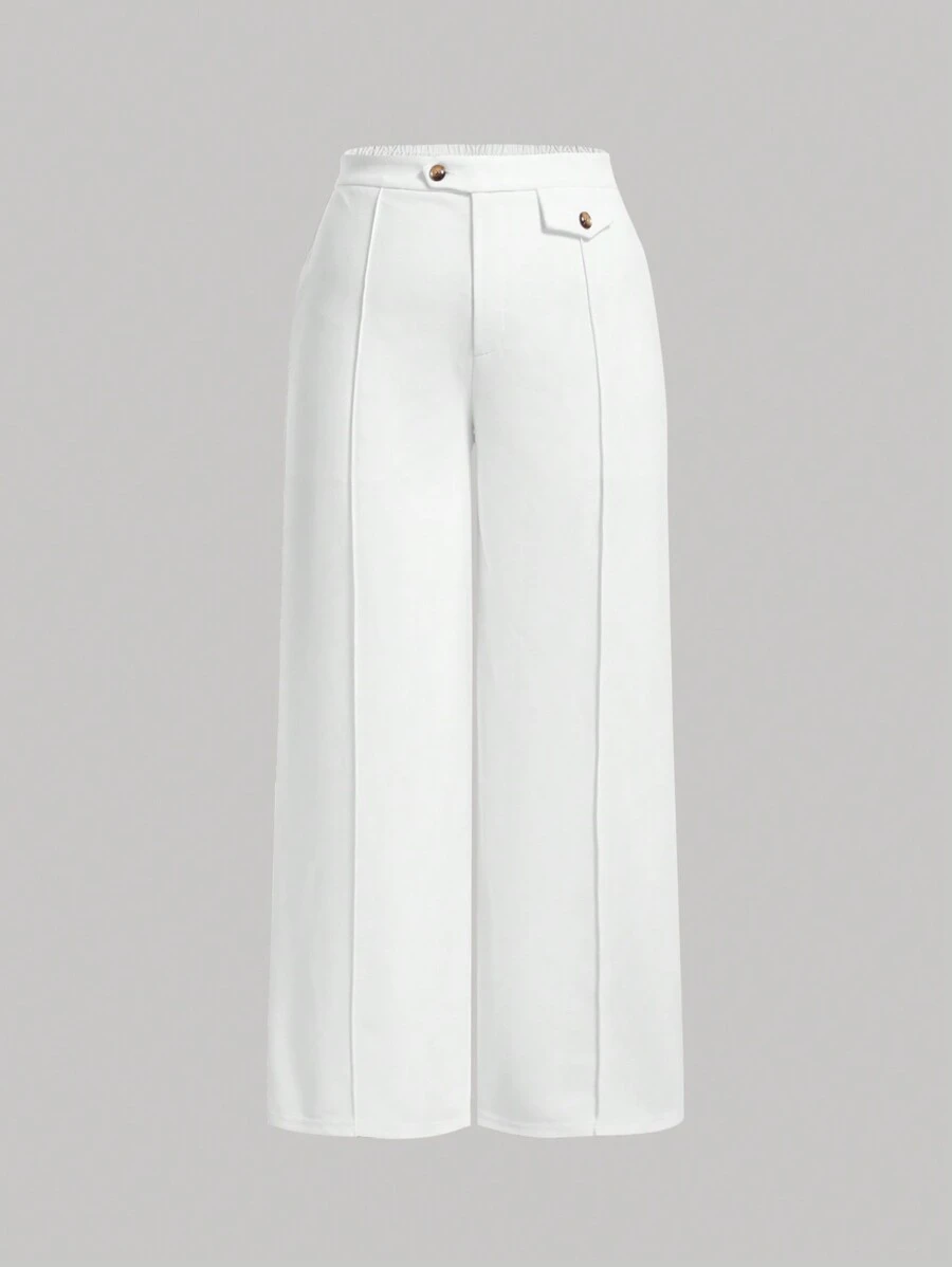 SHEIN MOD Women's Plus Size Solid Color Loose Wide Leg Pants For Casual Wear