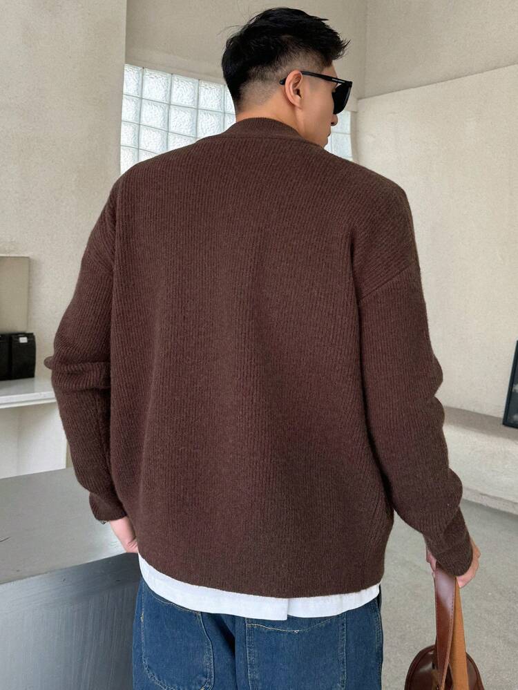 Men's Zipper Front Cardigan With Embroidered Slogan Jacket Fall,Winter
